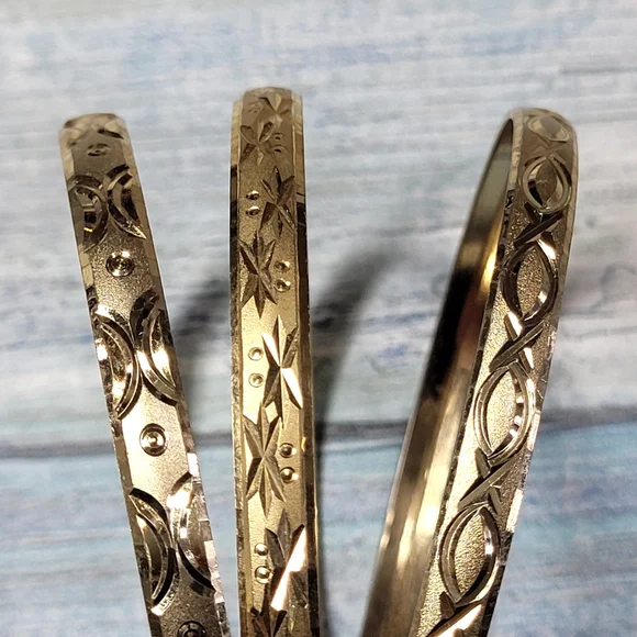 Three Gold Bangle Set - Picture 5 of 5